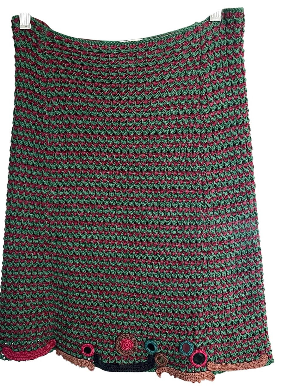 Prada SS2005 Runway Crochet Mirror Knit Skirt IT40 Archive Miuccia Prada
